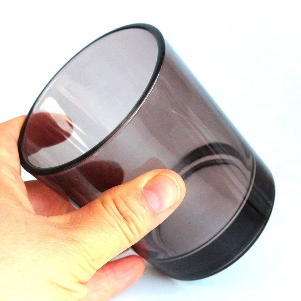 LANGXU translucent purple iridescent empty cylinder luxury crystal glass candle jar candle container with wooden lids and boxes