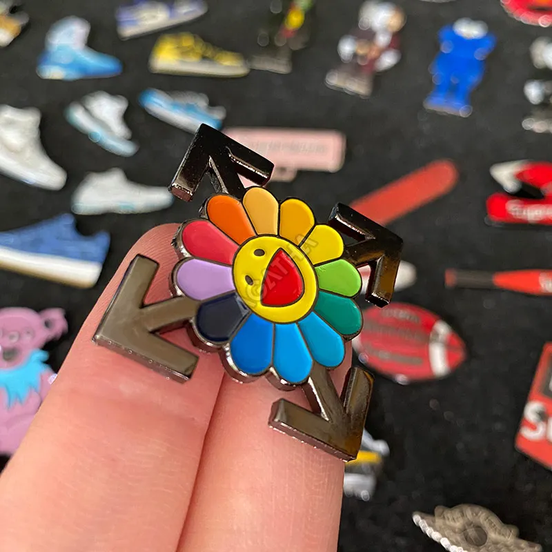 metal enamel cool baseball charms wholesale fitted pins with chain logo custom hat pin