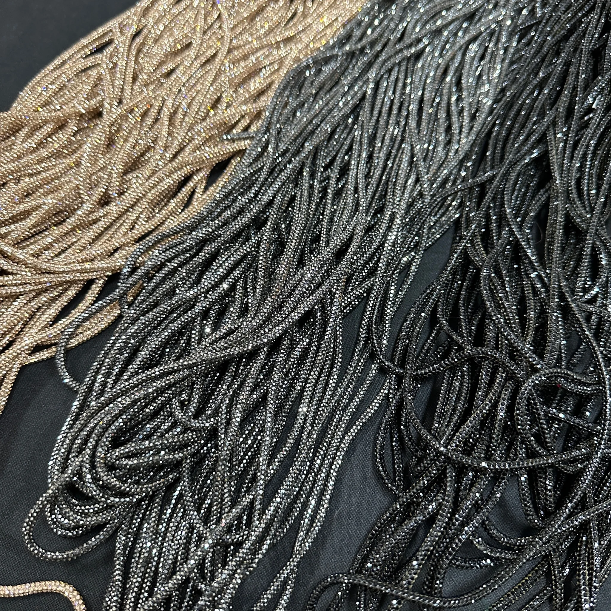 High Quality Rhinestone Cotton Trimming Rhinestone Cord Rhinestone Strip For Clothing Accessories
