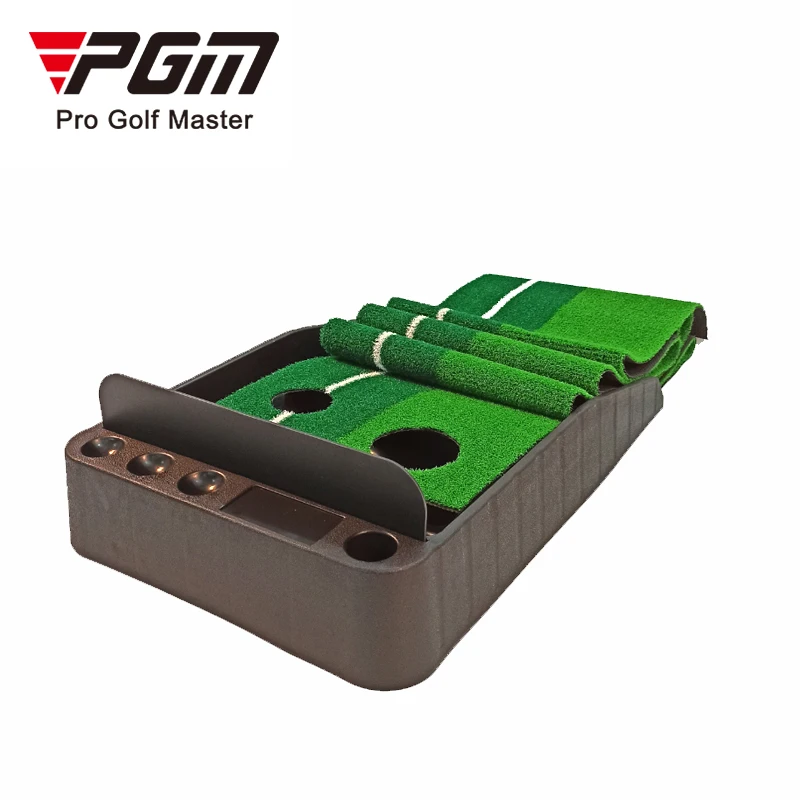PGM TL004 Golf Putting Mat Indoor Black Rubber Golf Putting Trainer-3M with automatic ball return