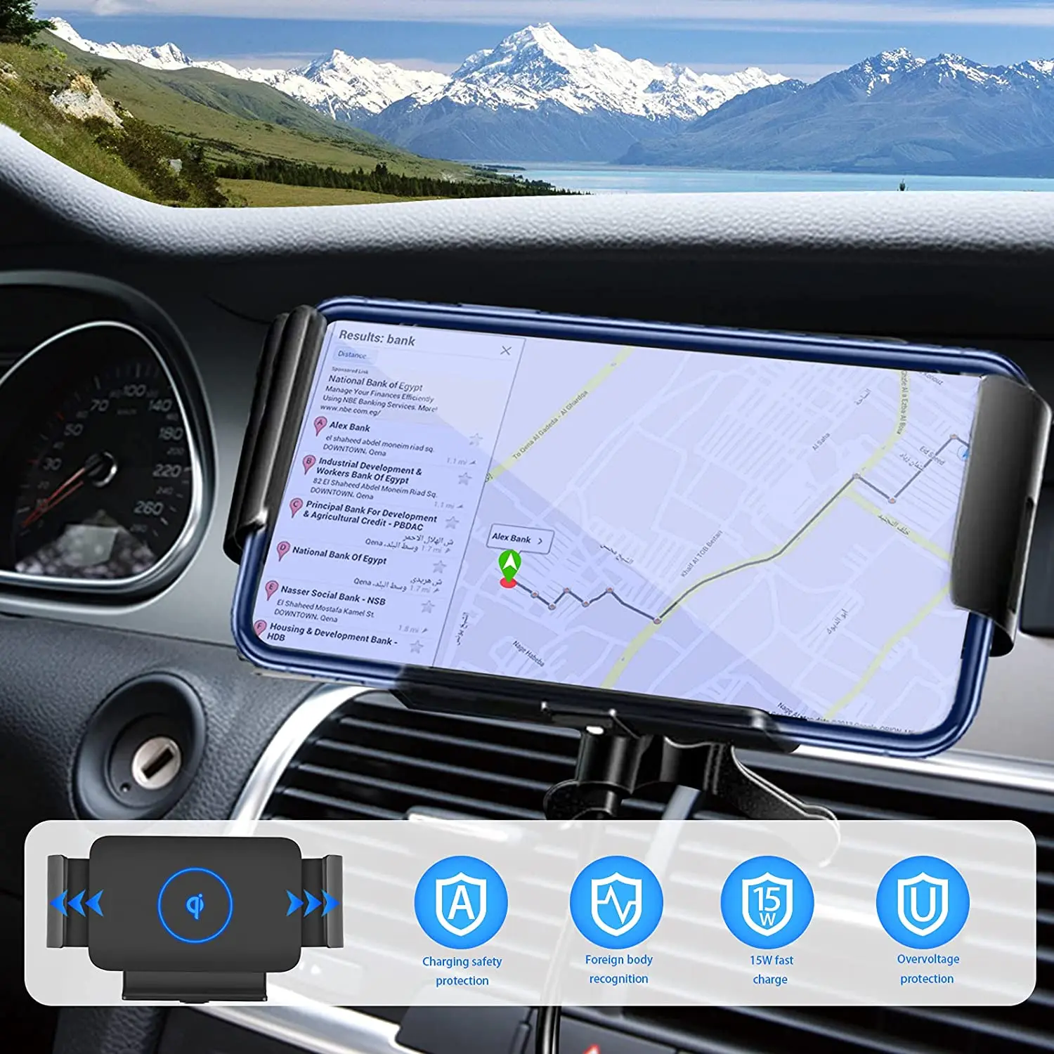 Fast 15W FOD Sensor Qi Charging Mobile Phone Holder S1 For Samsung Z Fold 4 iPhone 14 Pro Max KC PSE UL Wireless Car Charger