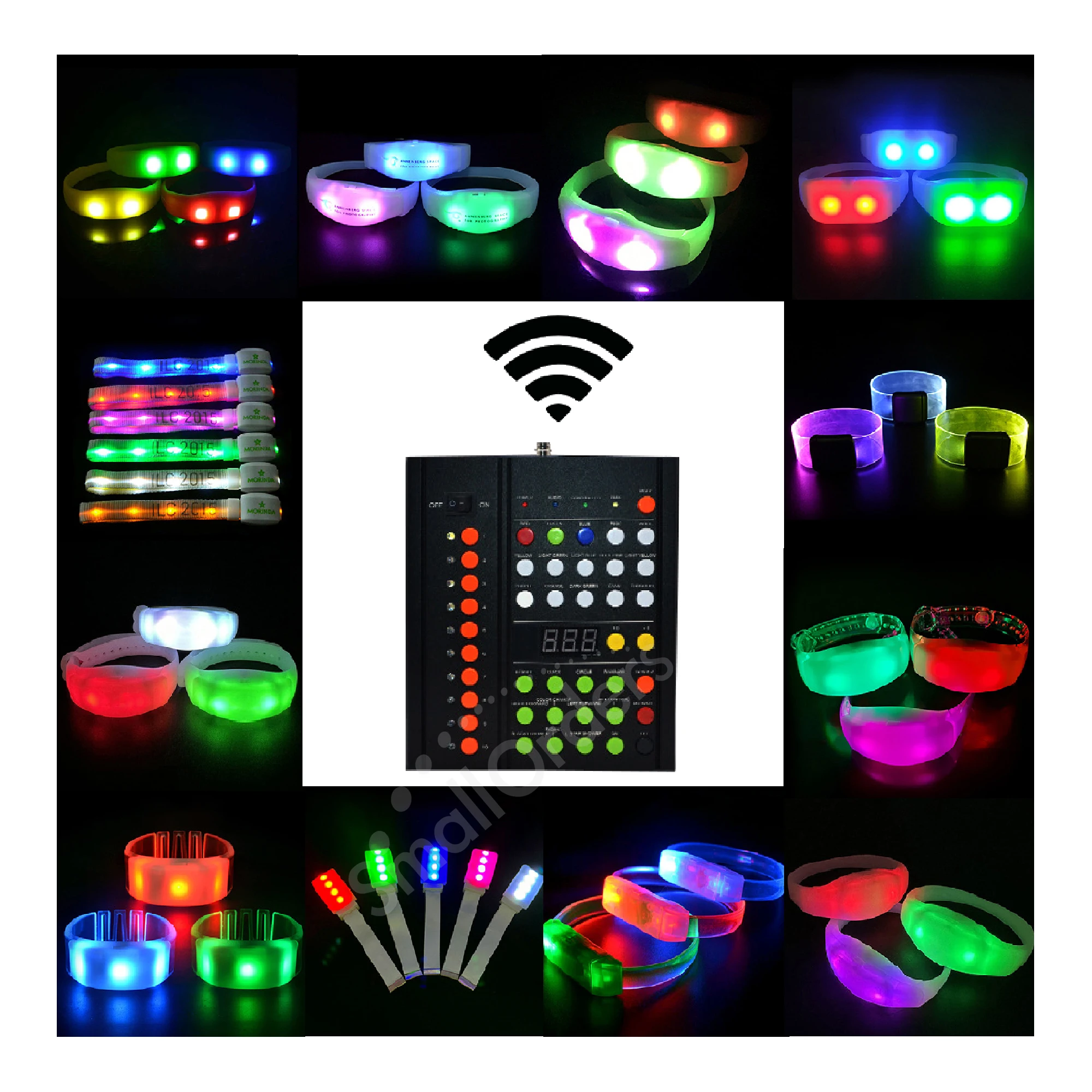 Custom Logo Glitter LED Light Music Silicon Wristband Bracelet Promotional Party Supplies for Sport Events with DMX Controller