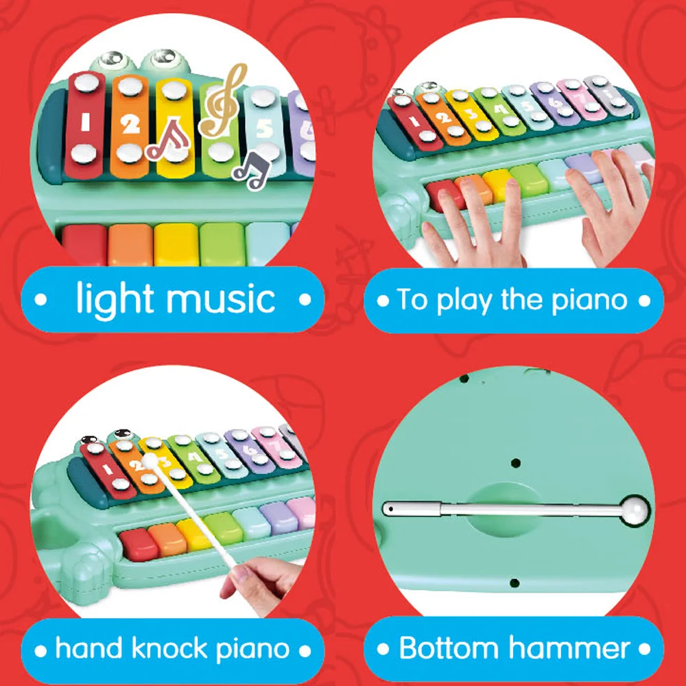 Learning Education Color Cognition Knock Piano Key Toy Musical Instruments Kids Toys 2024 with Lights