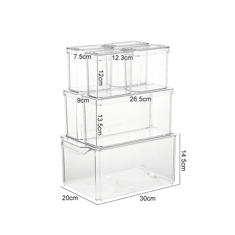 Refrigerator Storage Box Transparent Stackable Kitchen Storage Dumpling Box 7 Pcs Food Storage Box