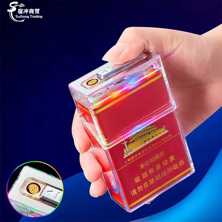 Custom Cool Windproof Cartoon Logo Usb Electric Cigarette case Lighter