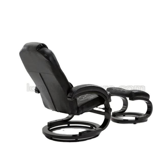 Verified Supplier Trend  Luxury Black Multi-position Leather  Swivel Reclining Recliner Chair with Footrest Ottoman