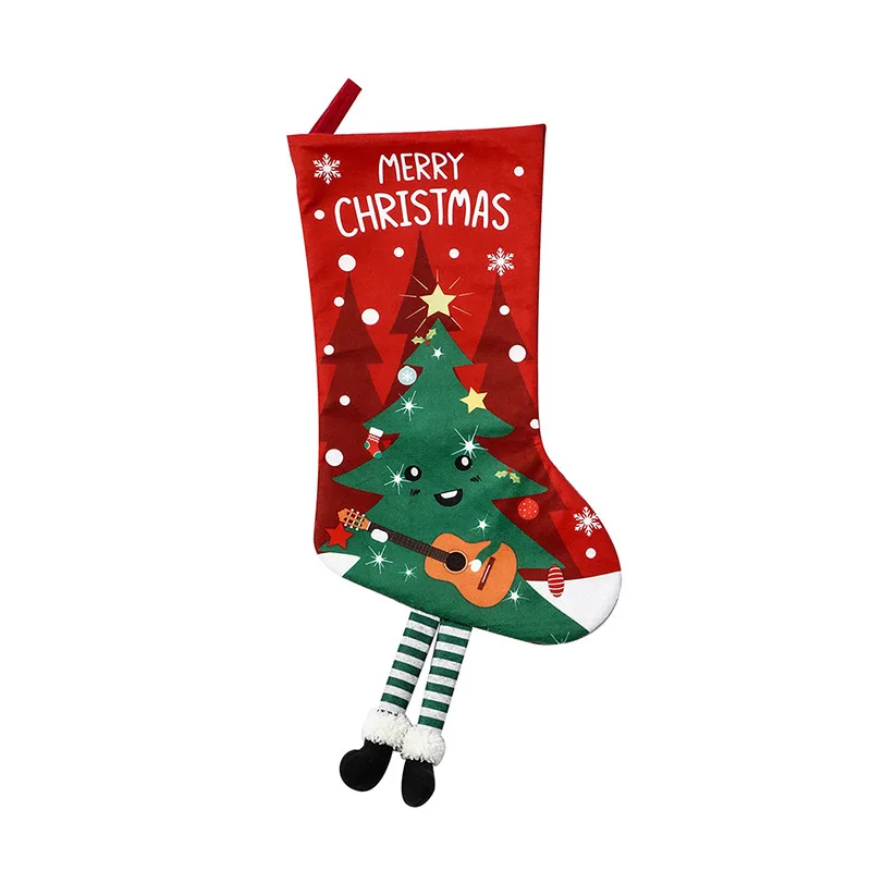 NEW 58cm christmas tree decoration socks high printing with felt leg gift red christmas stocking