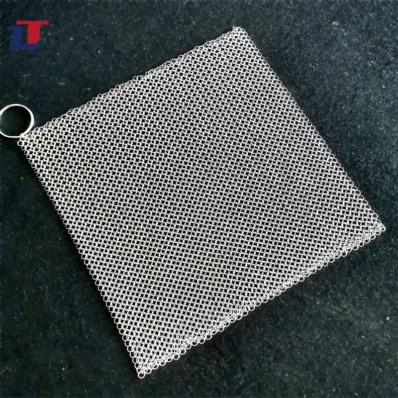3.8 mm soldered fine chain mail scrubber brush small ring chain mail pan pot scrubber metal scrub brush to clean skillet