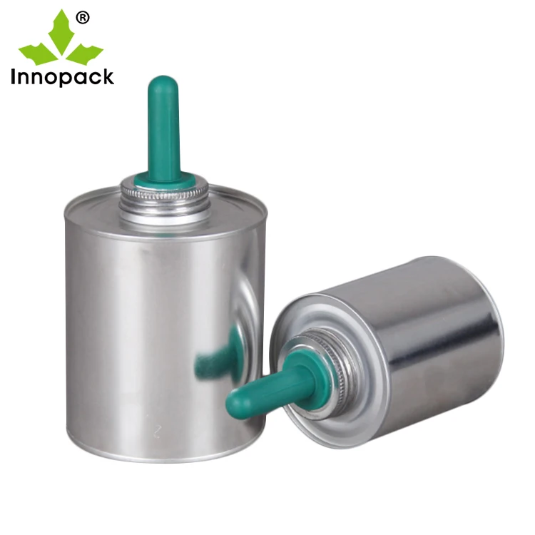 500ml metal round tin can with brush 16oz empty container packing for Hoof oil