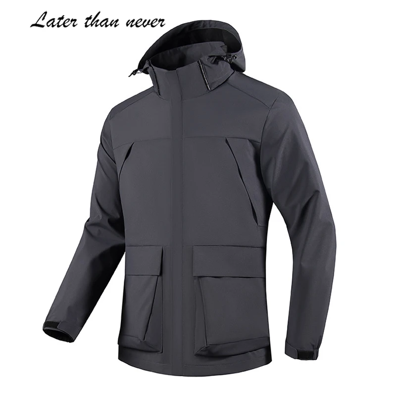 OEM Order Wholesale Trekking Outdoor Jacket Hooded Pure Big Pocket Windproof Cargo Windbreaker Jacket Spring Jackette