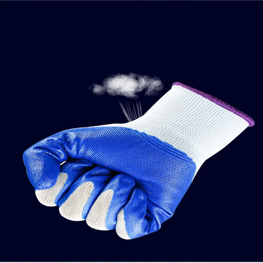 Guangzhou Wholesale Nitrile Labor Insurance Gloves Wear-Resistant Construction Site Work Safety Gloves