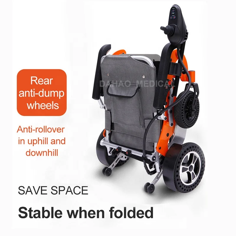 Portable Aluminum Travel Offroad Power Operated Folding Lightweight Wheel Chair Electric Wheelchair with Lithium Battery
