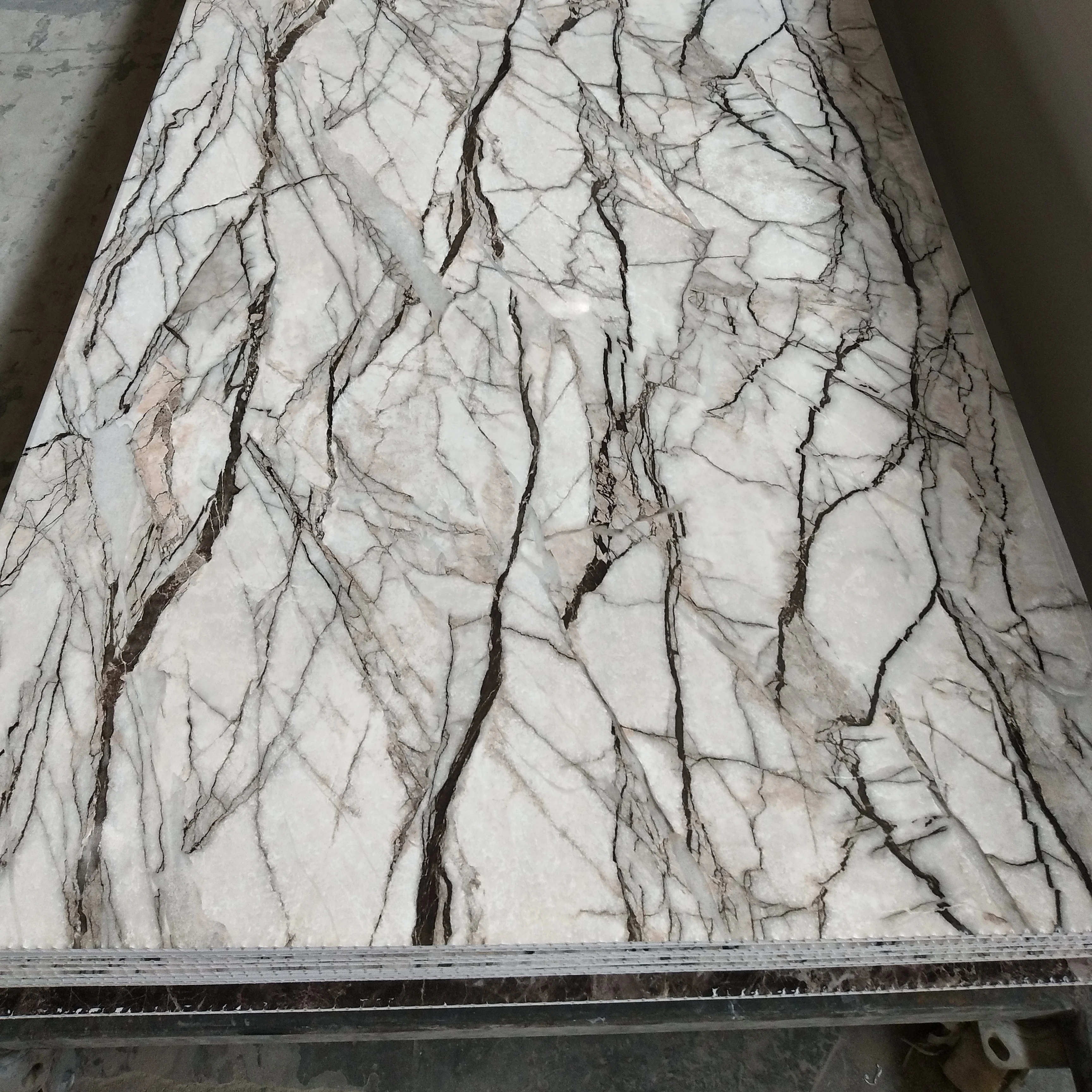 Uk market shower panel 1000mm*10mm stone marble pvc interior wall cladding