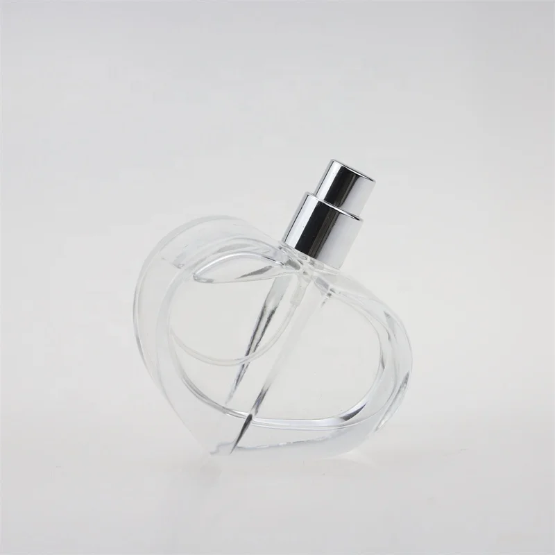 50ml heart shape clear glass perfume bottle luxury glass bottle with heart shape cap