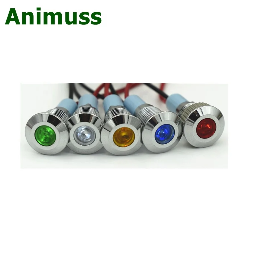 LED Metal Indicator light 8mm waterproof Signal lamp dot LIGHT with wire red yellow blue green white Two-color indicator lamp