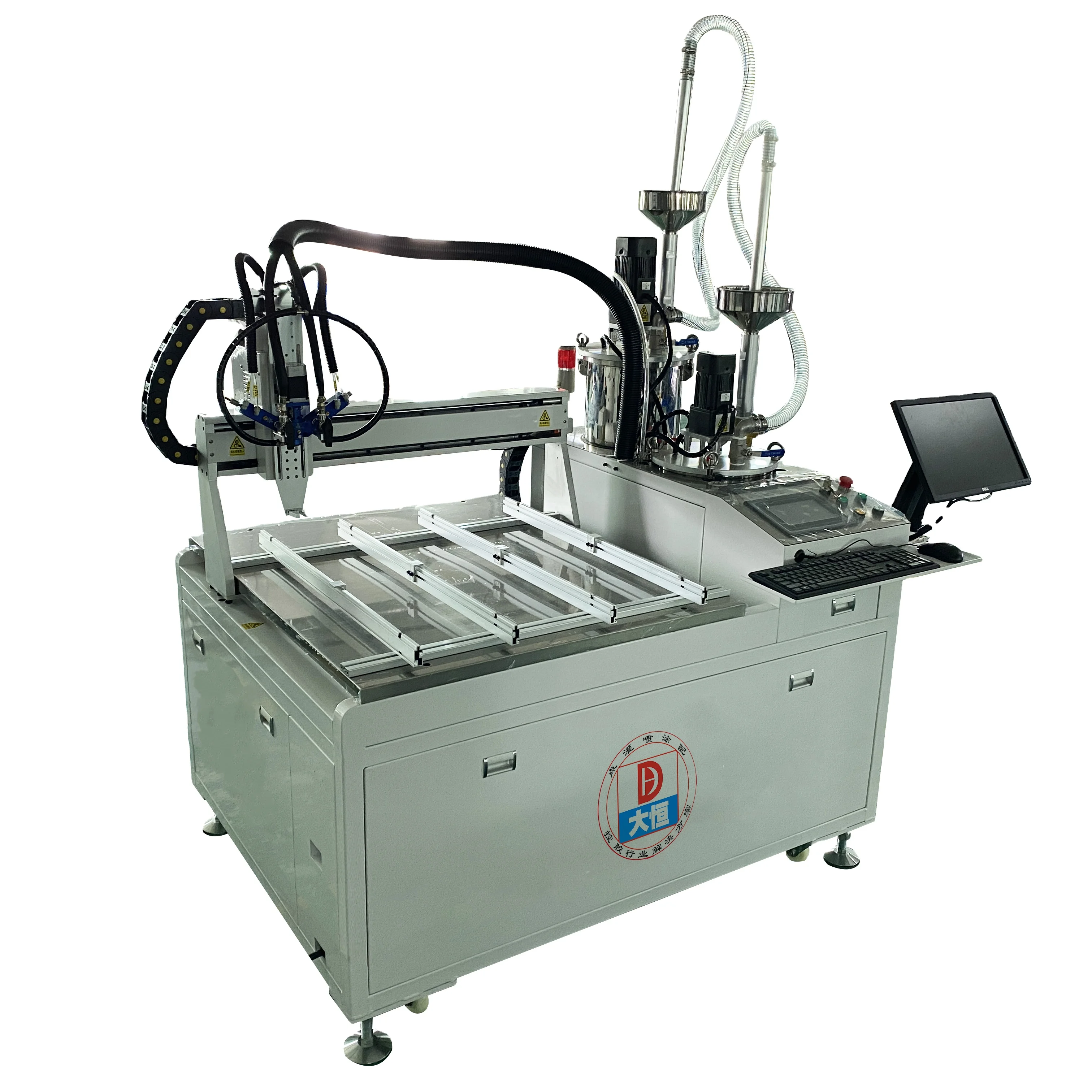 Graphic arts epoxy resin DOS dispensing and packaging machine AB resin dispenser 3D label encapsulating system