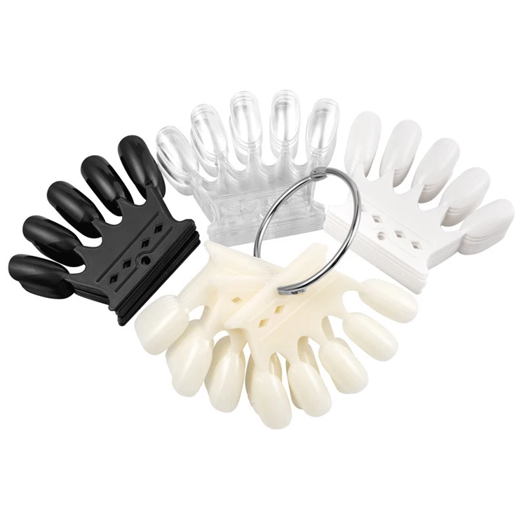 Wholesale ABS plastic nail art display stand tips salon nail extension false tips set oval practice nail trainer tips