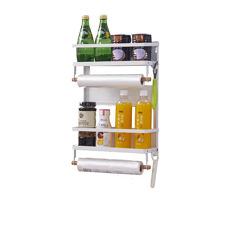 Household Space Saving Iron Magnetic Spice Rack Spice Storage Fridge Magnetic Shelf Refrigerator Side Shelf for kitchen