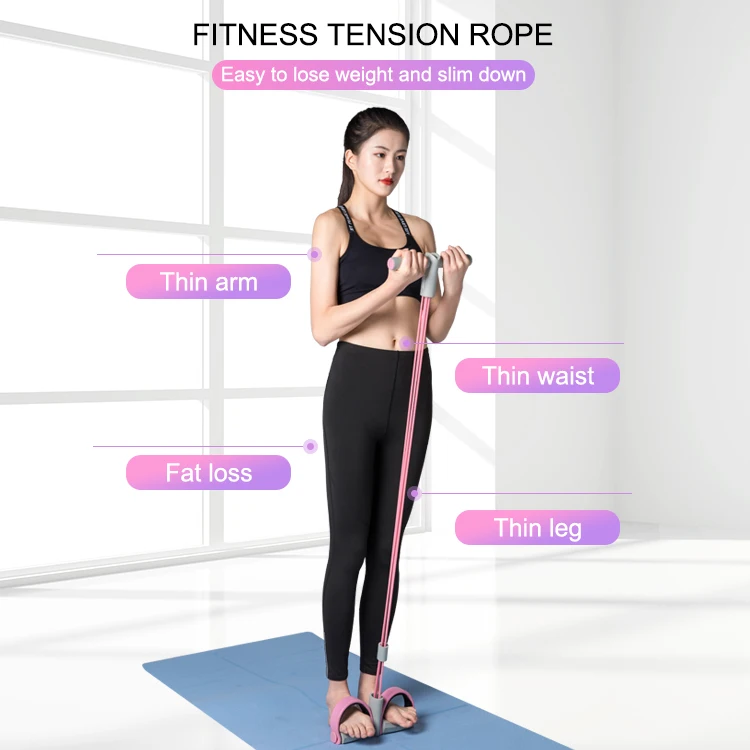 exercise ankle yoga latex pull resistance bands set with foot pedals