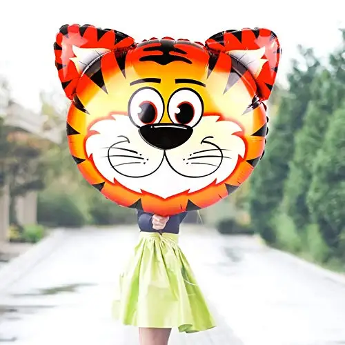 Partycool 29pcs Jungle Theme Party Decorations Animal Head Balloons Latex Print Balloon Safari Baby Shower Party Decor