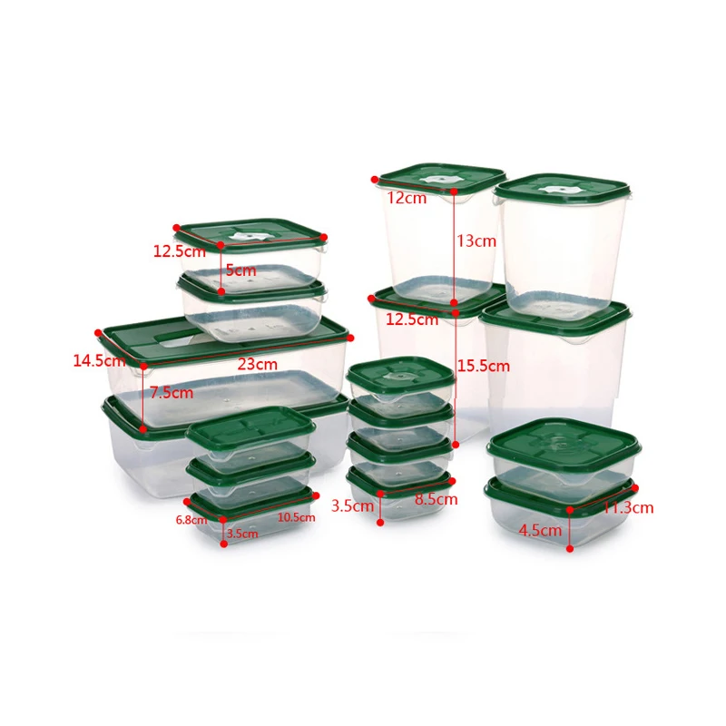 Kamus brand 17 pcs Preservation food storage box wholesale PP plastic food grade container plastic crisper with cover