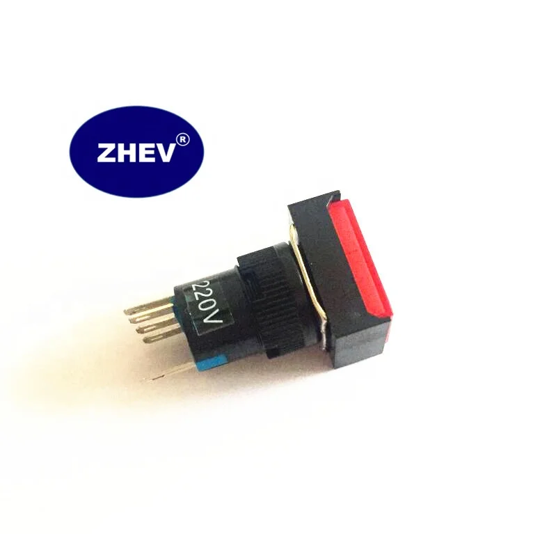 Mounting Hole 16mm AL6-M Oblong Red Button Switch With 12V Self-locking