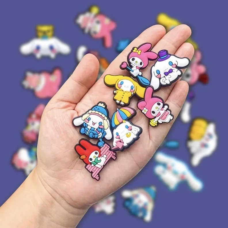 New Arrival Anime Cartoon Sanrio Kuromi Designer Croc Shoe Charms for Kids Soft PVC Clog Button