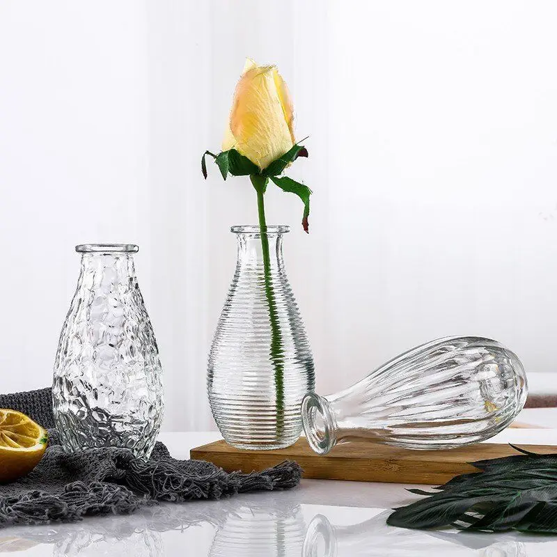 Custom Glass Flower Vases for Home Decor, Elegant Clear Glass Flower Containers, Decorative Glass Vases for Floral Arrangements