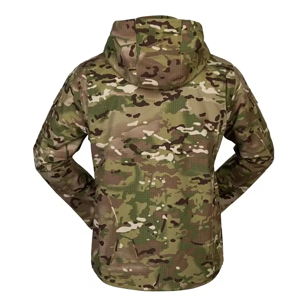 Stock Men Camouflage Tactical Jacket Breathable Waterproof Ribstop Fabric Hooded Coat Hoody Jacket