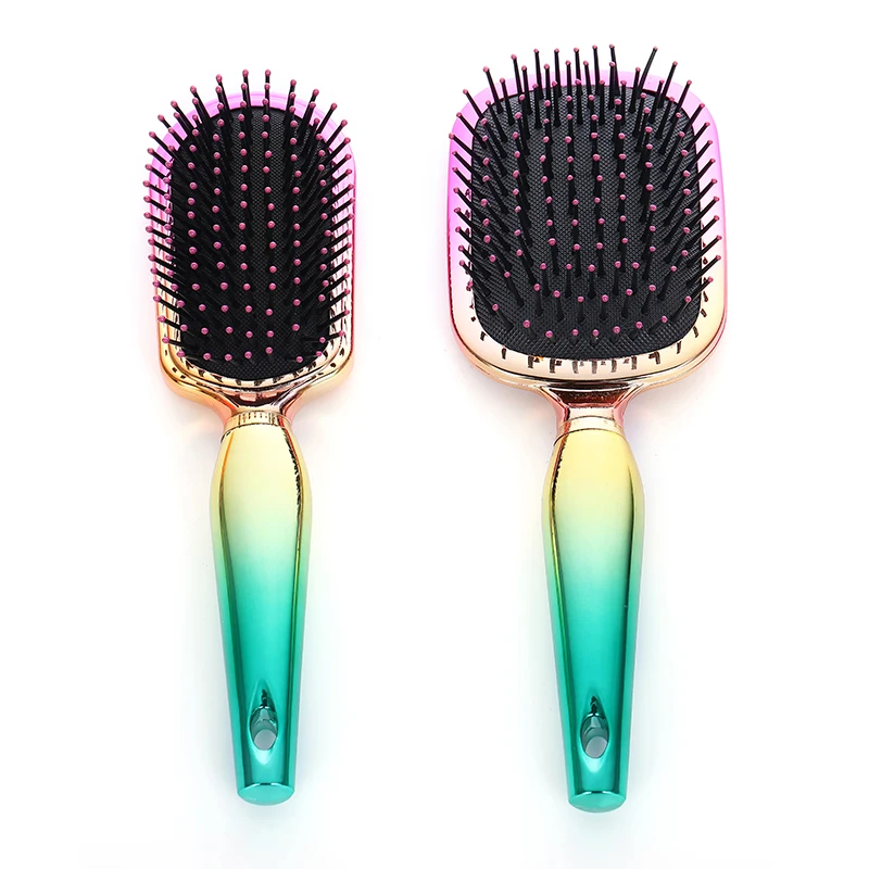 Hot sale color plastic handle detangling hair brush fashion air cushion massag comb with mirror