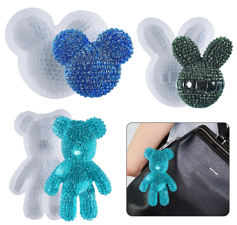 6483, сделай сам, кристальная капля, форма, стереоскопический Алмазный Медведь, брелок, Пряжка для рюкзака, силиконовая форма