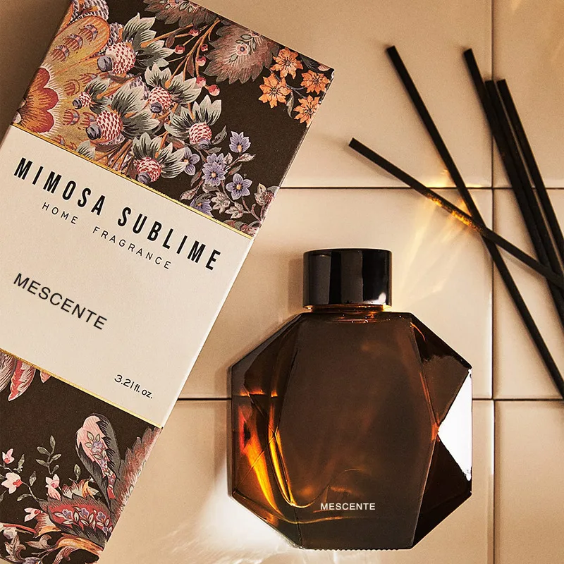 Mescente Wholesale Luxury Flower Sticks Tobacco and Teakwood Fragrance Oil Reed Diffuser