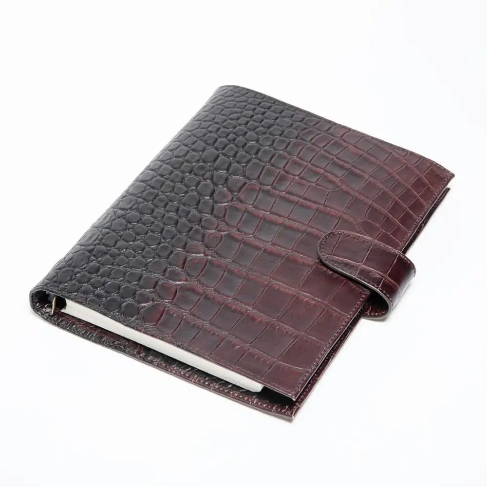 Topm quality genuine leather custom journal leather diary with 6 rings