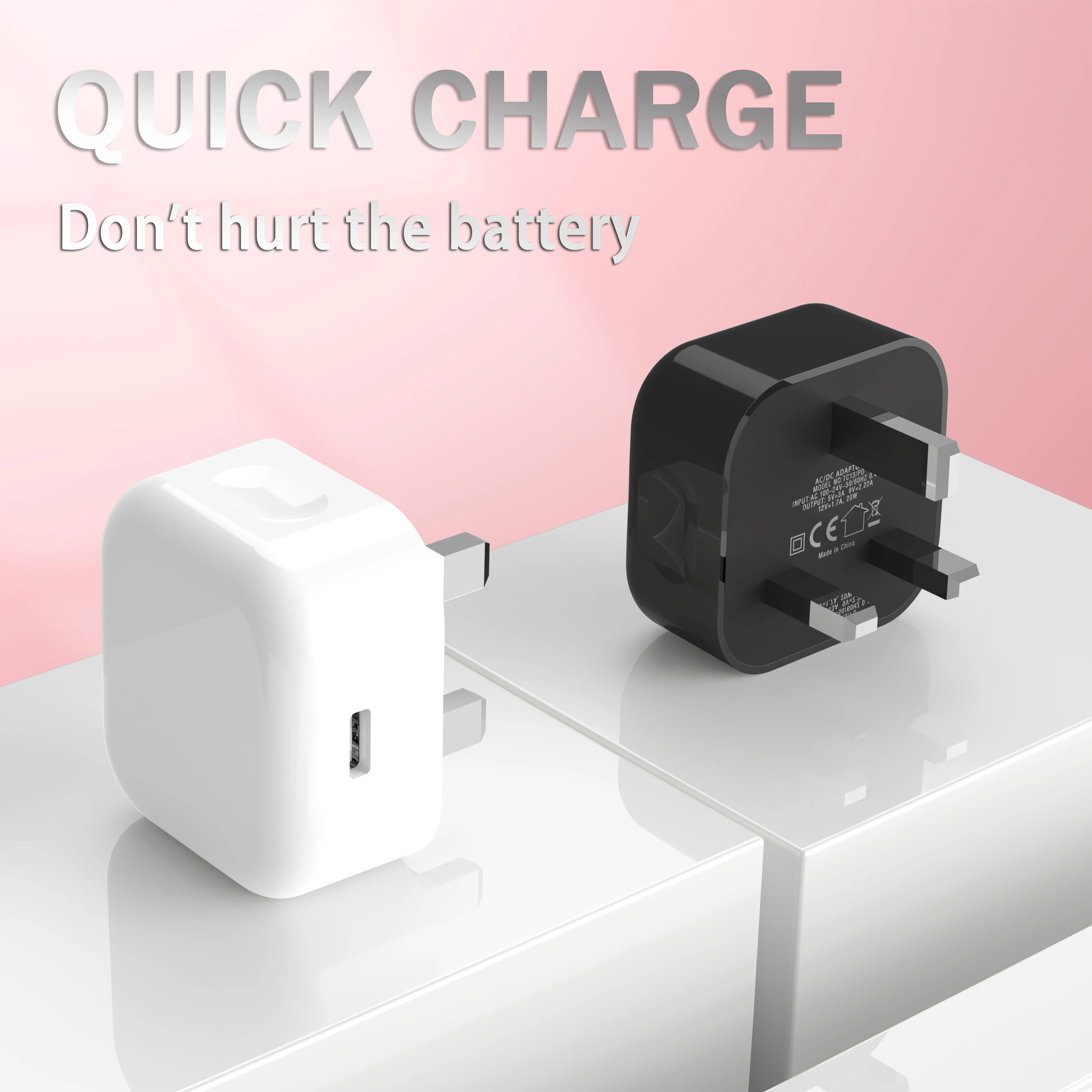 20W 18W USB Wall PD Charger UK 3 Pin Plug QC 3.0 Type-C Fast Charging Travel Charger Adapter for iPhone 11 12
