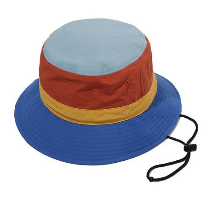 Fashion color stitching quick-drying bucket hat wholesale for both men and women with windproof rope outdoor sun hats beach cap