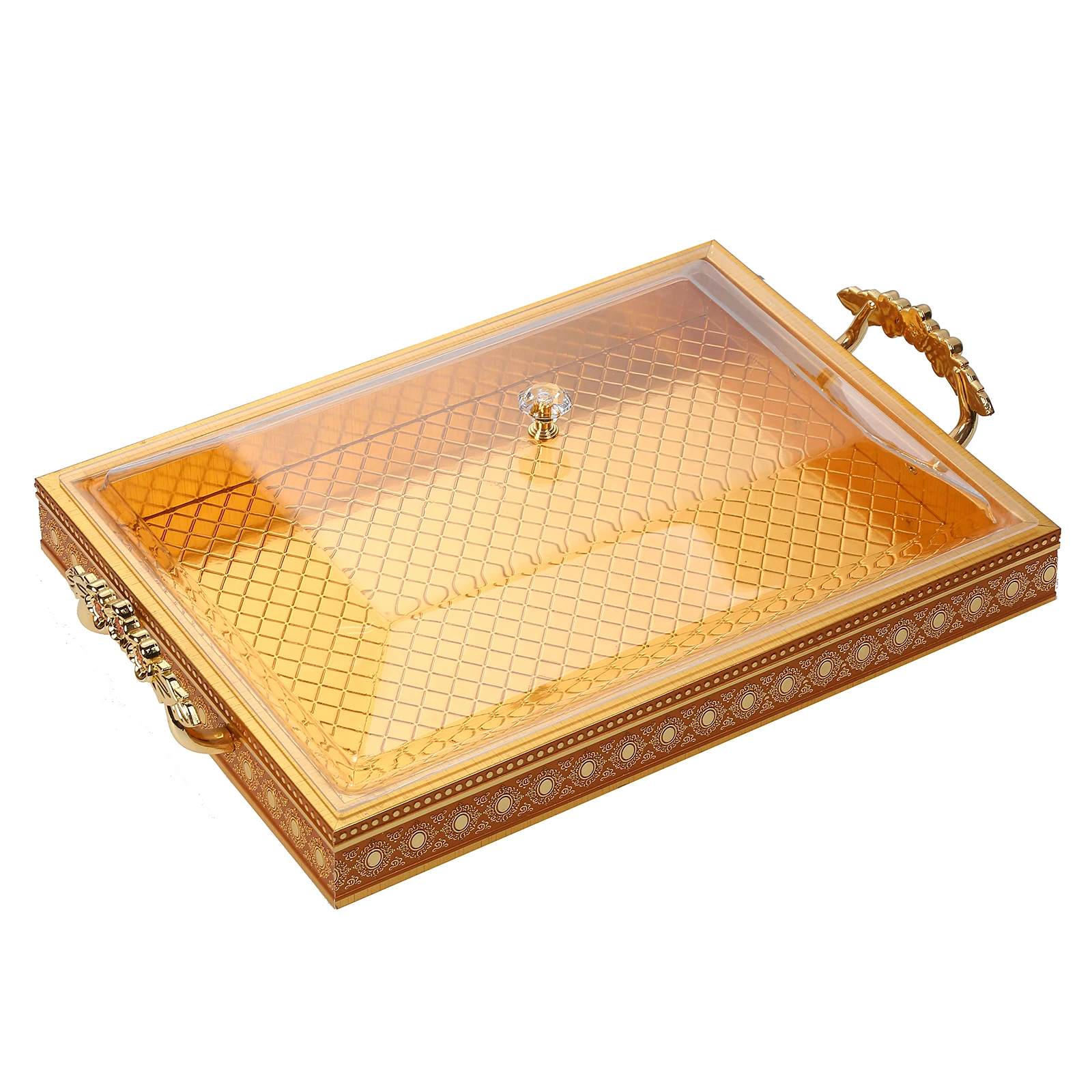 
Large wholesales cake fruit baking serving tray for home restaurant hotel serving tray with acrylic lid 
