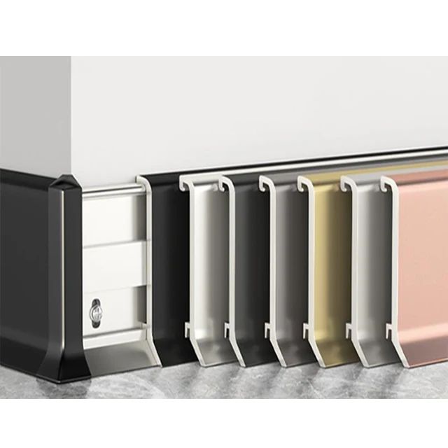 China Factory Wholesales Brushed Aluminum Baseboard Skirting Board With Led Light in Stock