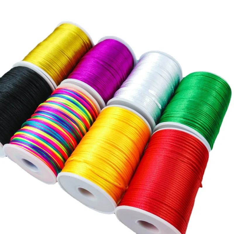 Factory Supply 100Meters 2.5mm Bright Chinese Knot Cord String Rope Rat Tail Thread Bracelet Necklace Line String Jewelry