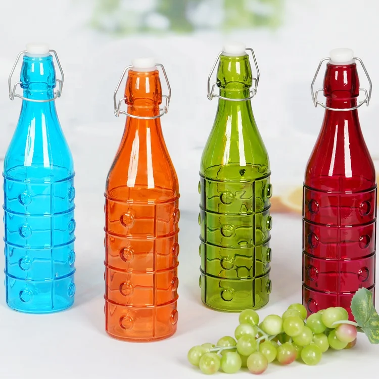 Airtight swing top seal glass bottle for storage juice alcohol