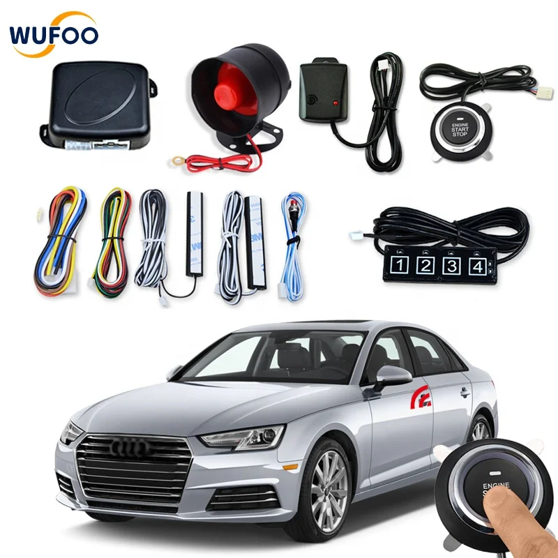 wufoo auto parts smart PKE password activation system anti-theft alarm car remote control central lock system