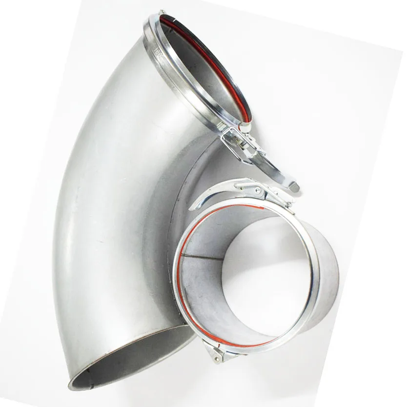 160mm Pressed Elbow 90 Degree 1mm Galvanized Steel Bend for Dust Handling / Exhaust air / Particle Transport