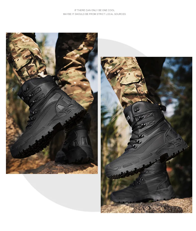 Plus size hunting adults size boots 39-47 high gang men hiking boots men outdoor desert snow resistant hunting boots