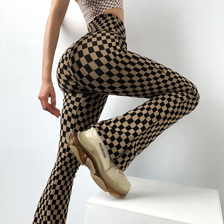 Customized Famous Brand Women Flare Yoga Pants Gym Fitness Athletic Bell Bottom Scrunch High Waisted Hip Lifting Yoga Leggings