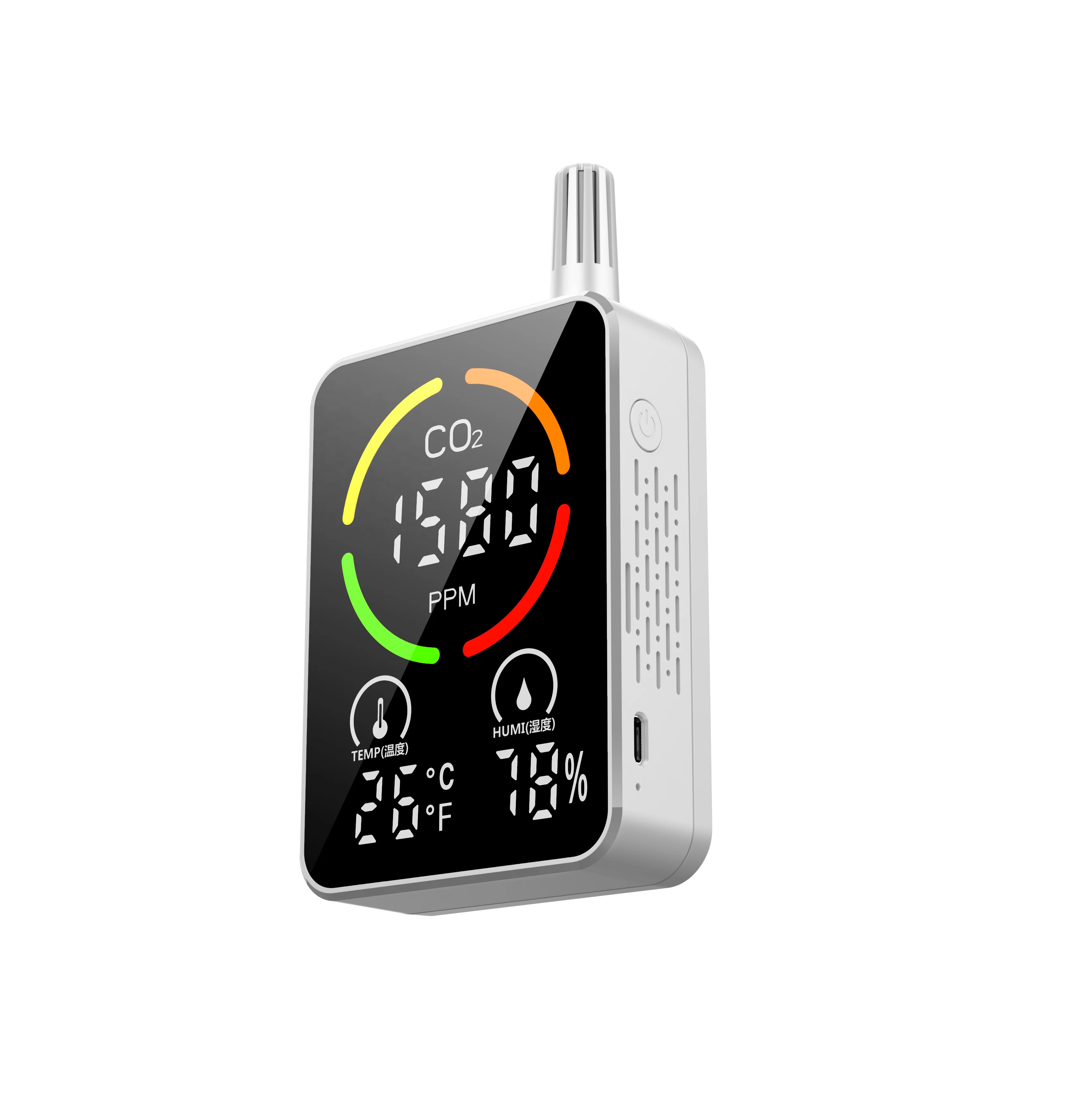 Black and white portable gas detector CO2 detector