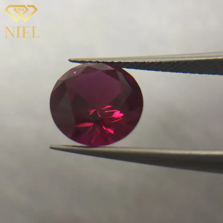 Hot sale red corundum 5# round brilliant cut stones synthetic niel gems saphire buy ruby gemstone