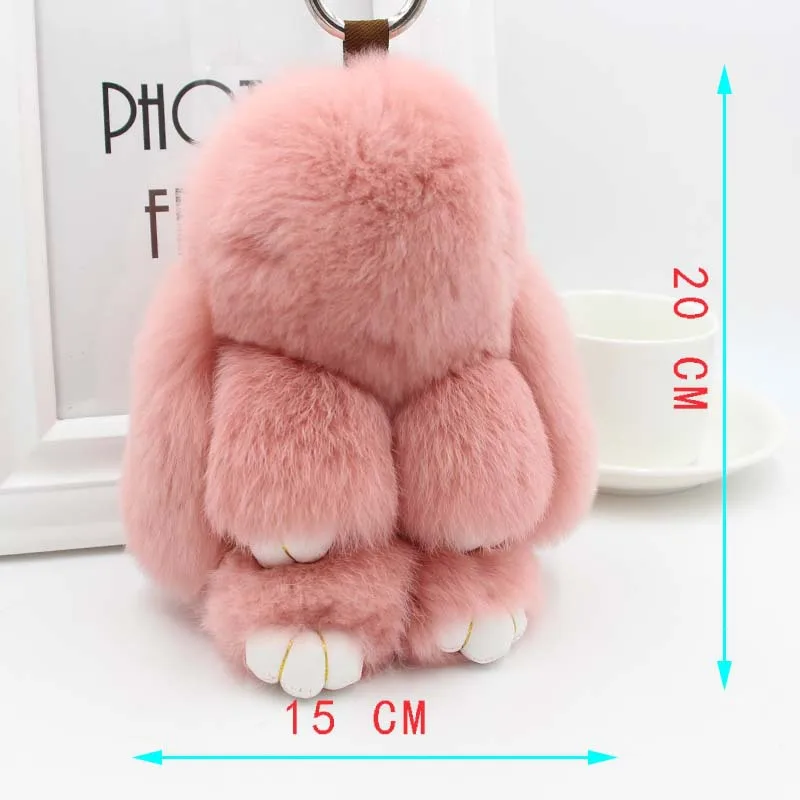 Handbag gift Pendant For Bag Pom Doll Ball KeyChain Ring Loverly Bunny Rabbit Fur Keychain