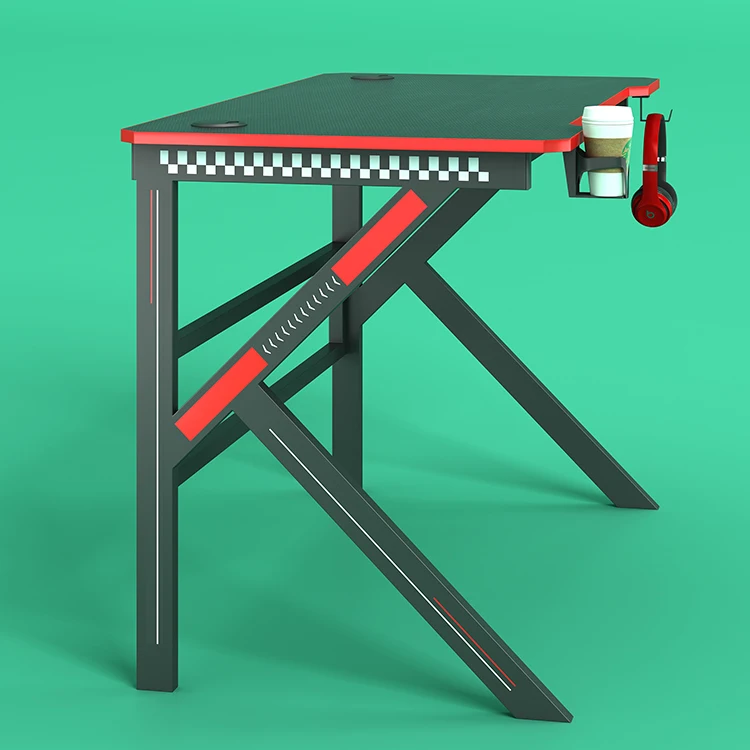 Best selling factory direct price home office gaming  table with LED light laptop gaming desk