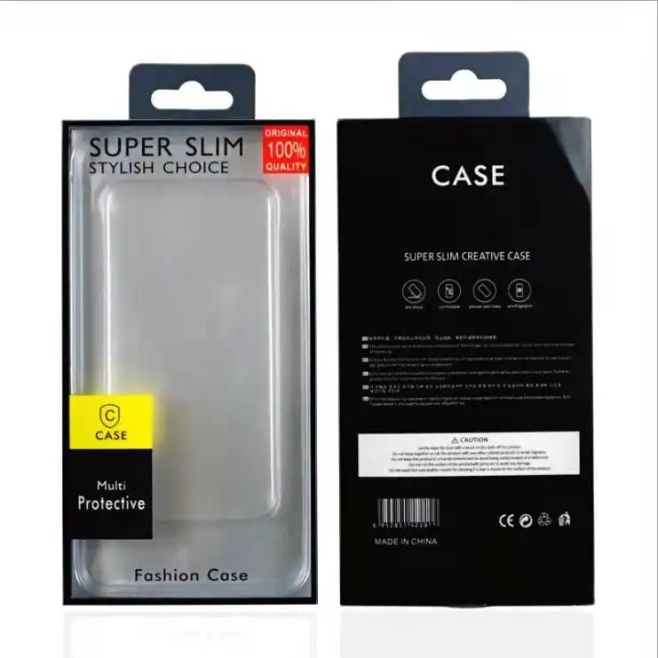 Color Printed foldable plastic packaging box for cell phone case with blister tray