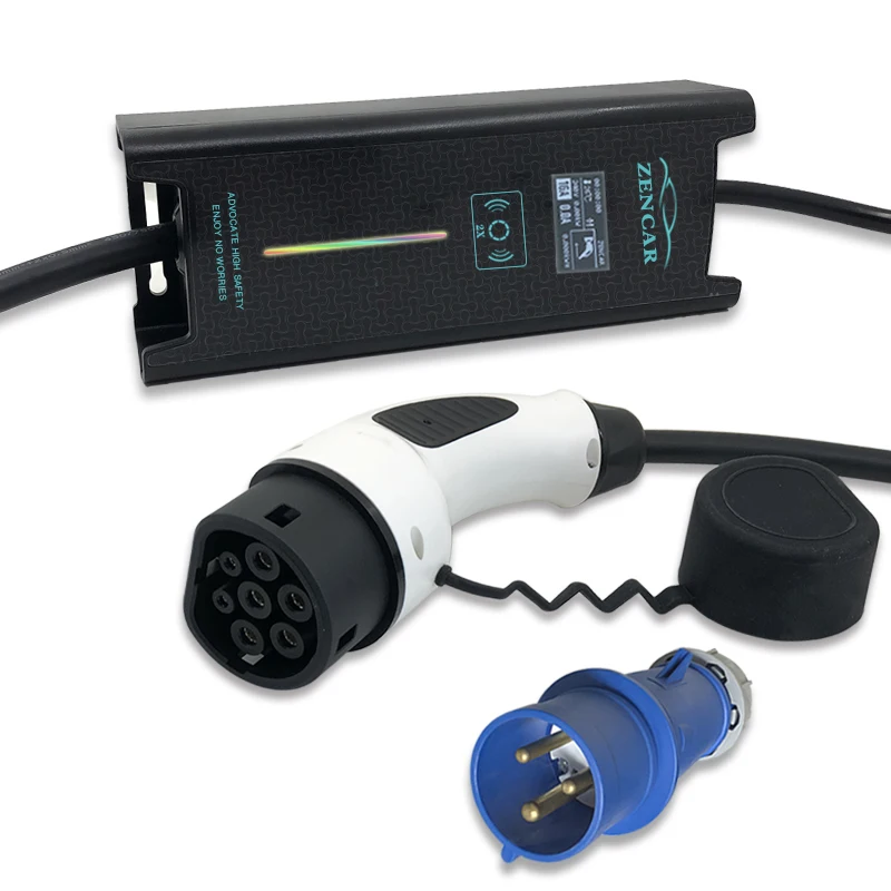 Level 2 charger 32A 7KW i3 charger Type 2 best plug in ev charging station with blue cee plug