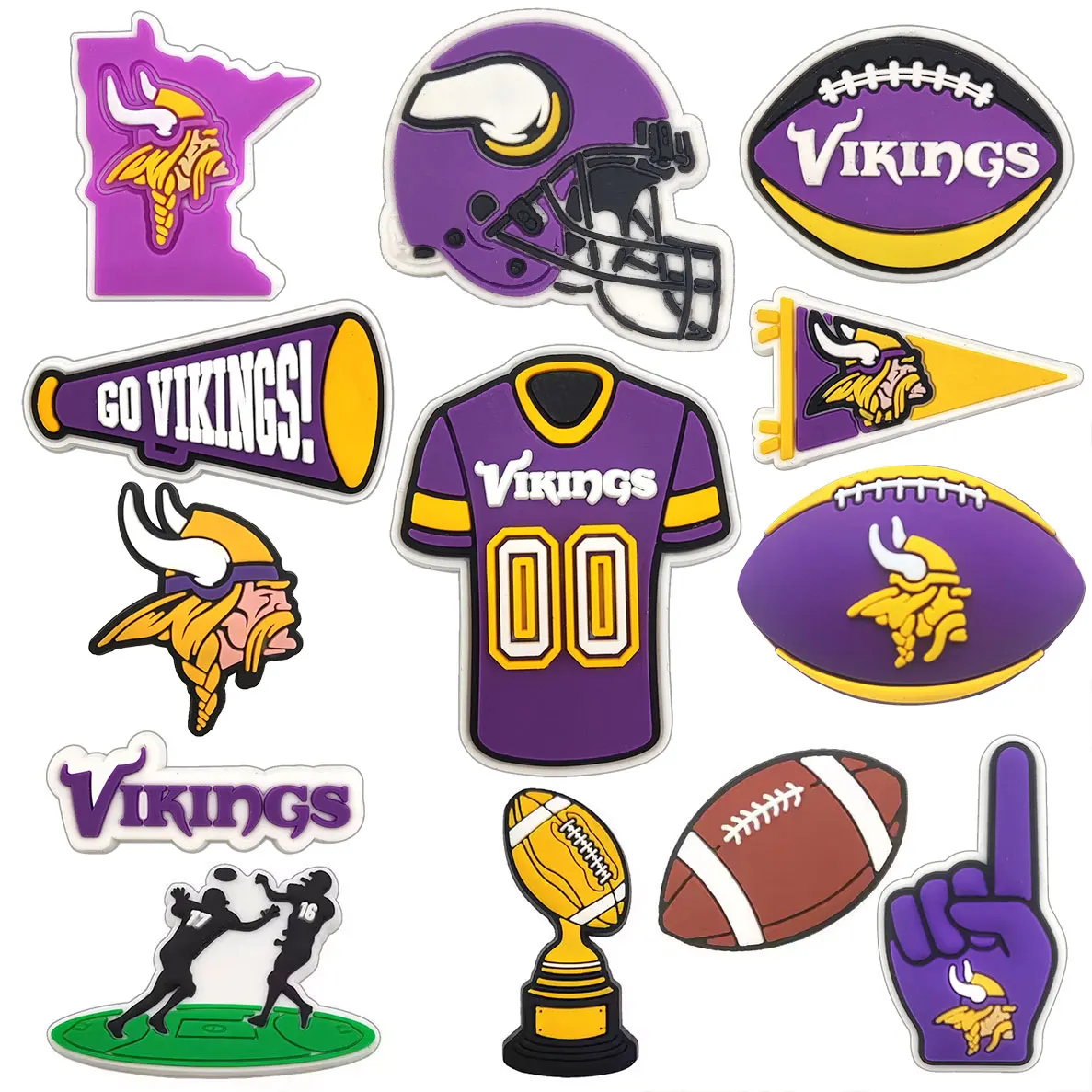 wholesale 2024 American football team Minnesota Vikings Style PVC Custom shoe decorations shoe charms